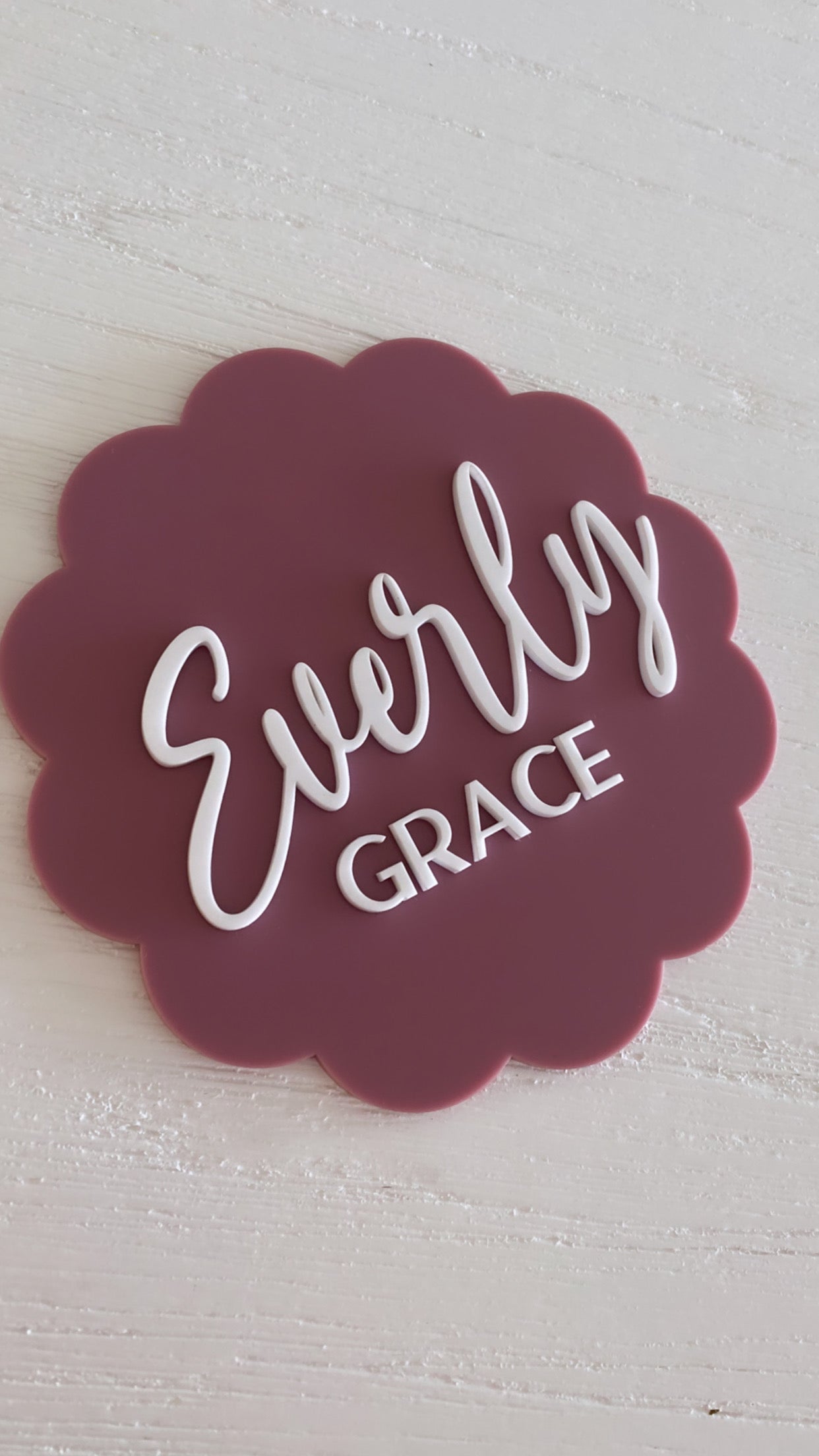 Double Acrylic Baby Name Scallop Plaque