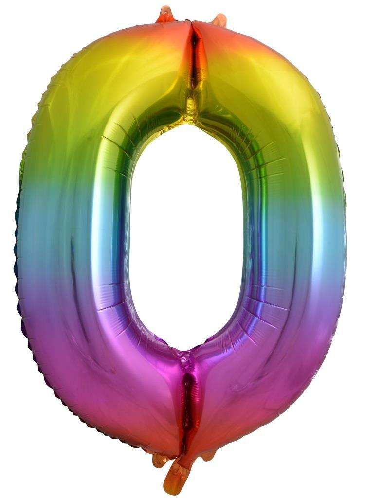 Rainbow Helium Number Balloon