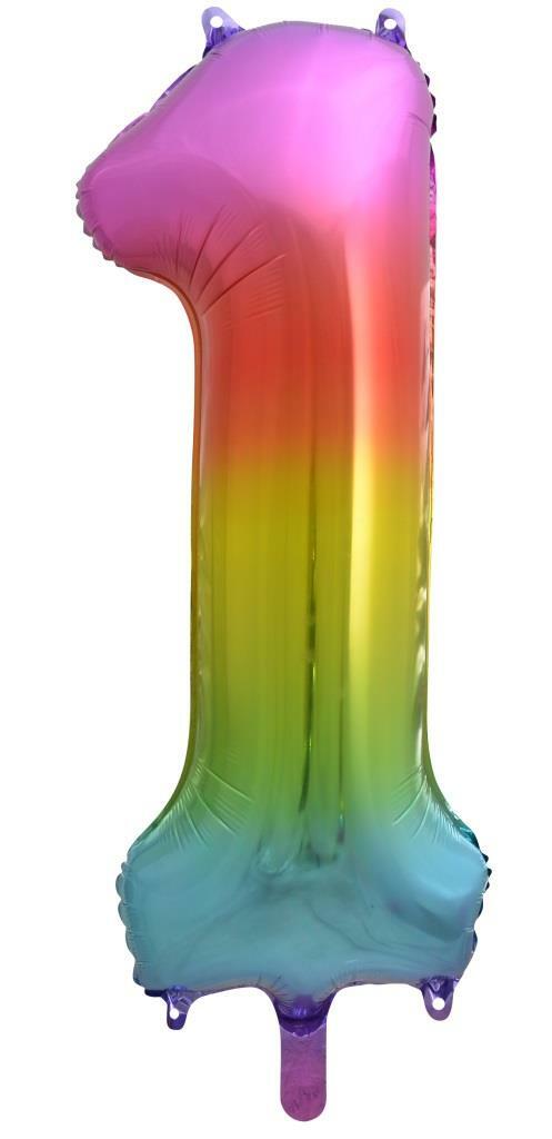 Rainbow Helium Number Balloon