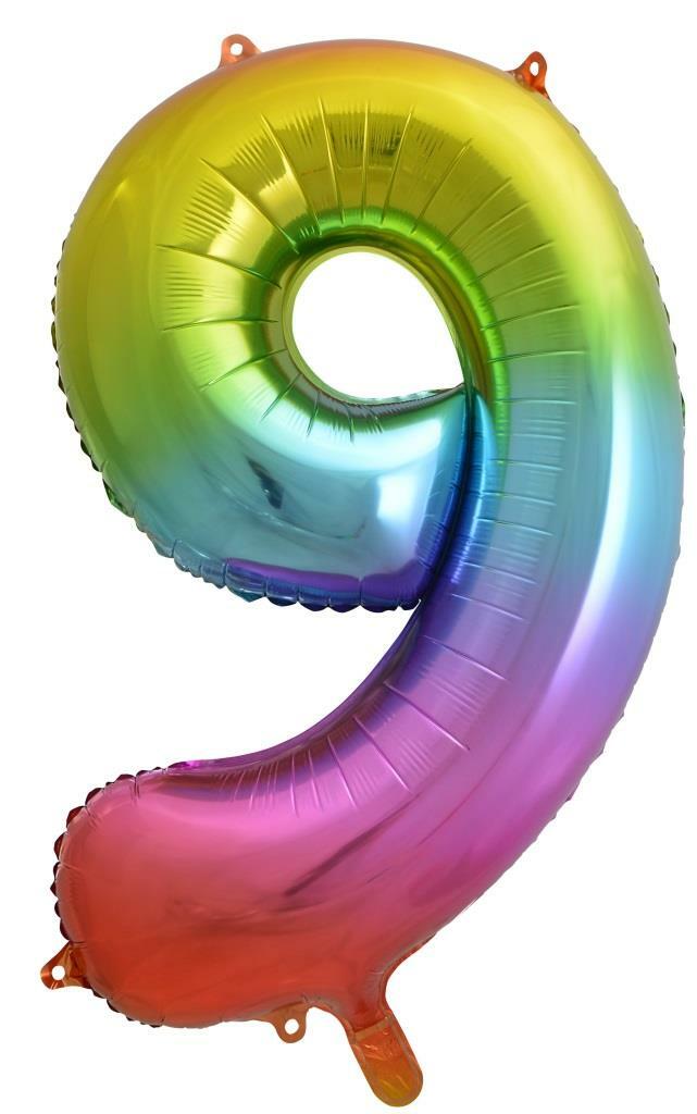 Rainbow Helium Number Balloon