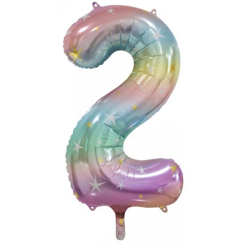 Pastel Rainbow Helium Number Balloon