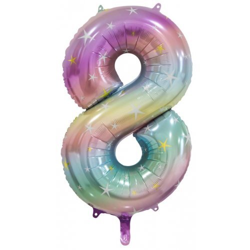 Pastel Rainbow Helium Number Balloon