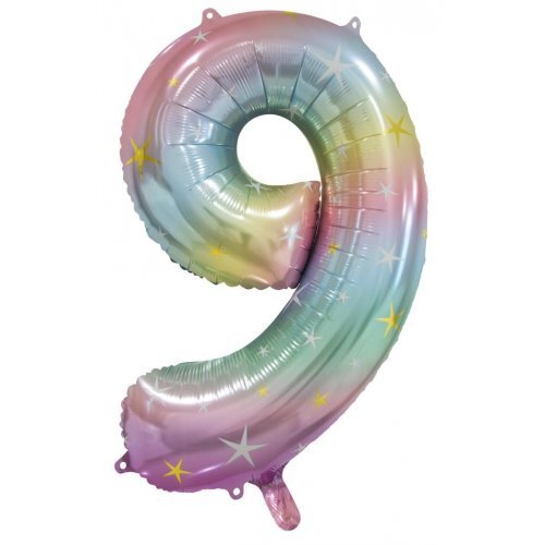 Pastel Rainbow Helium Number Balloon