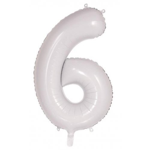 White Helium Number Balloon