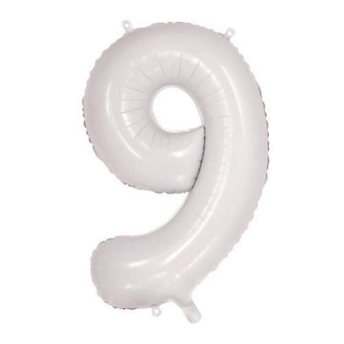 White Helium Number Balloon