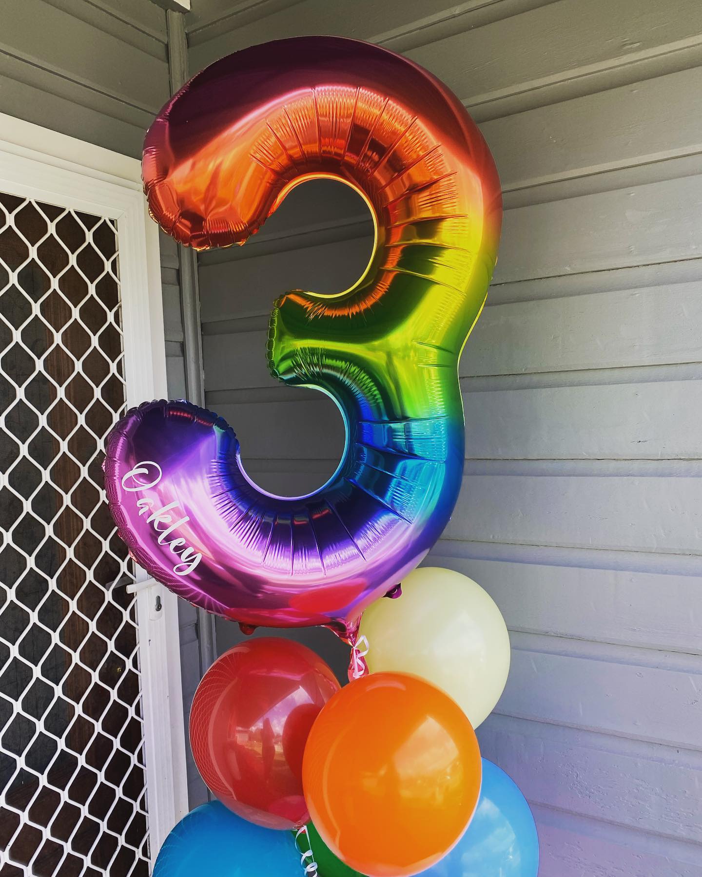 Rainbow Helium Number Balloon