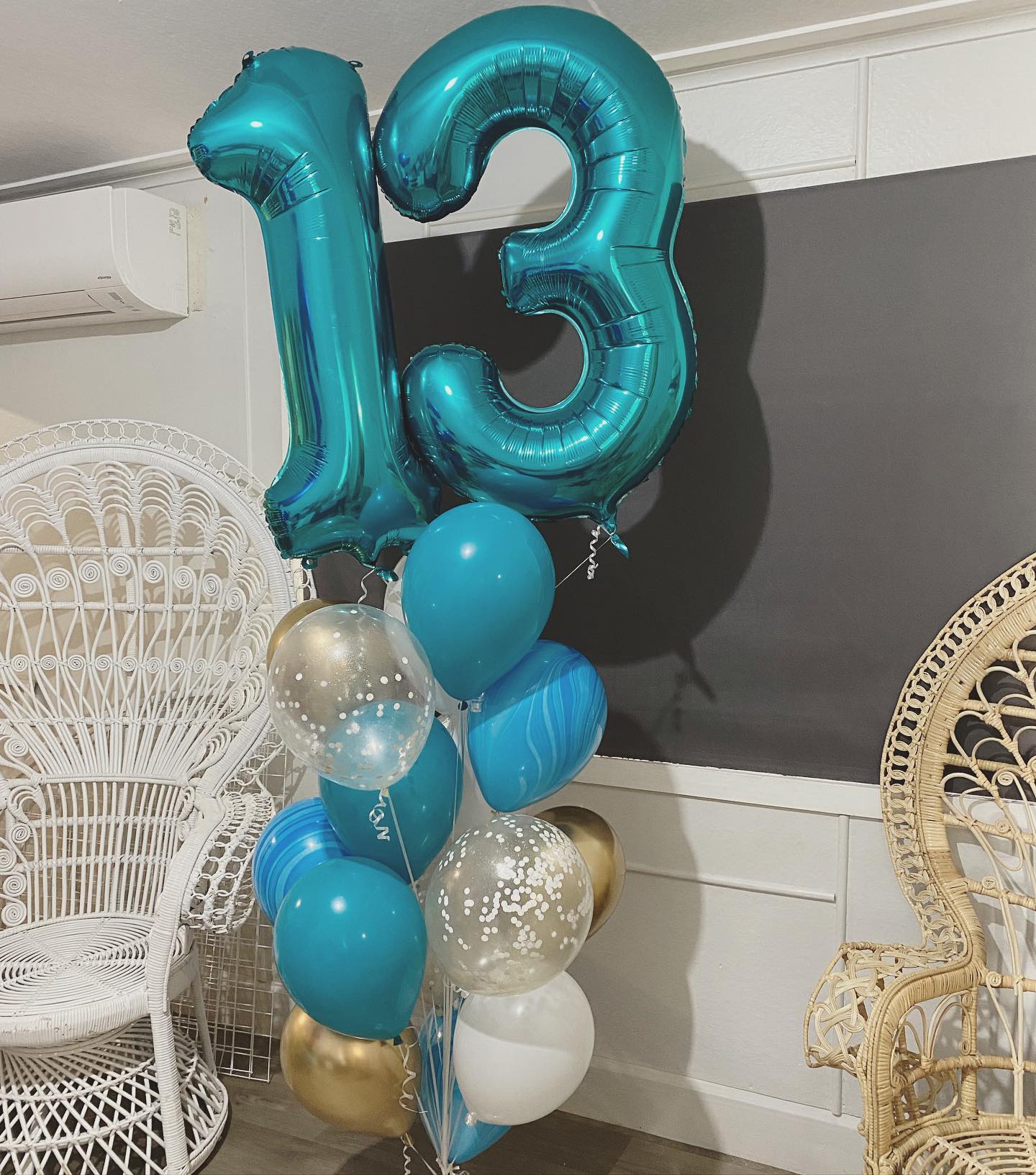 Two Teal Foil Number Bouquet