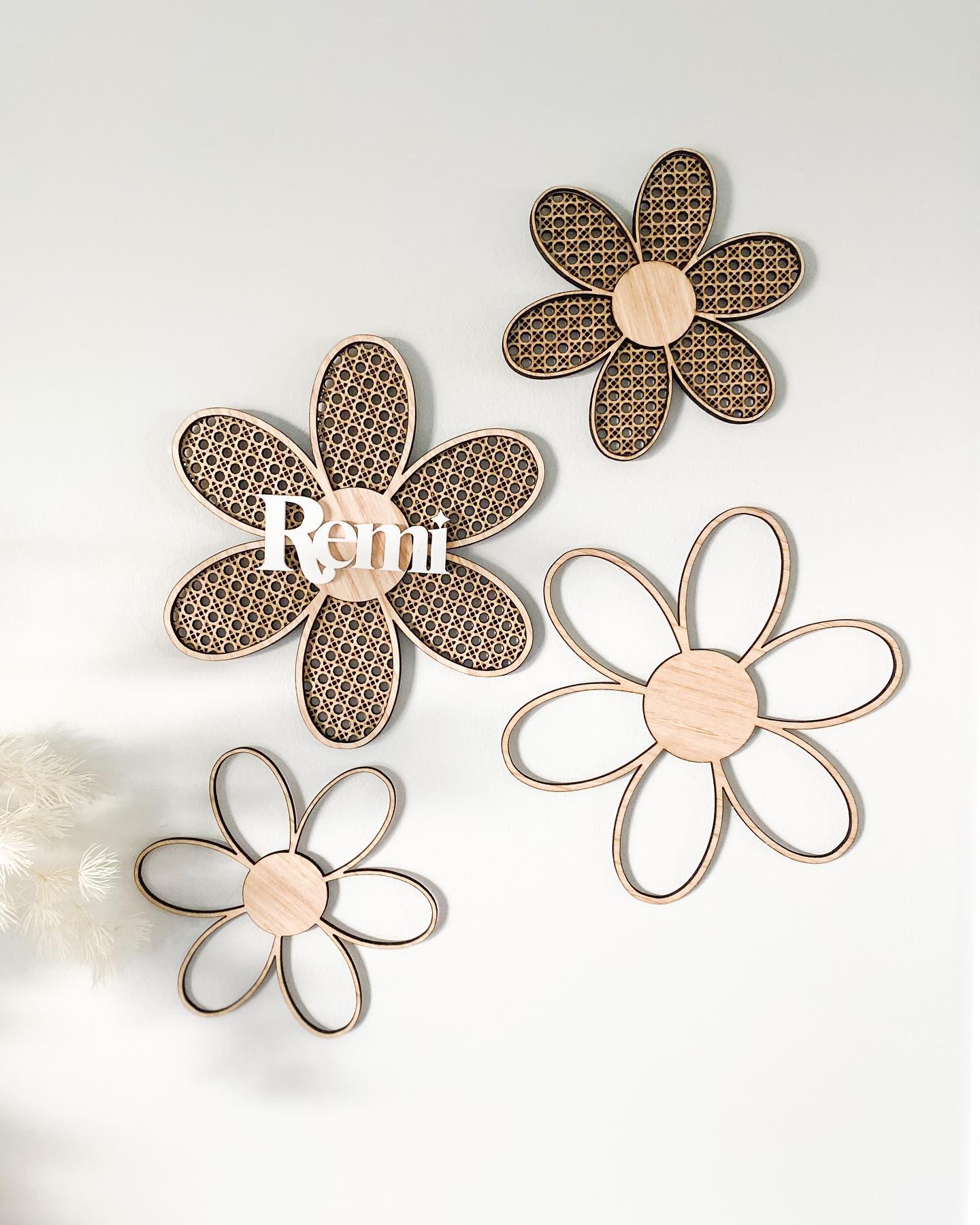 Personalised Rattan Daisy Name Plaque