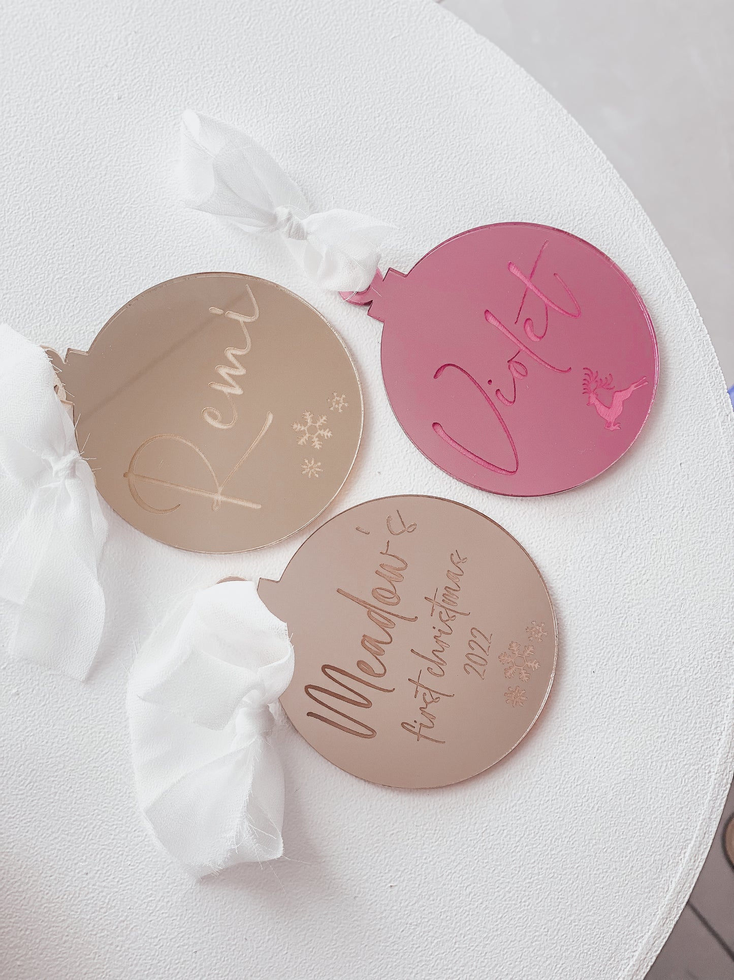 Mirror Engraved Christmas Ornament