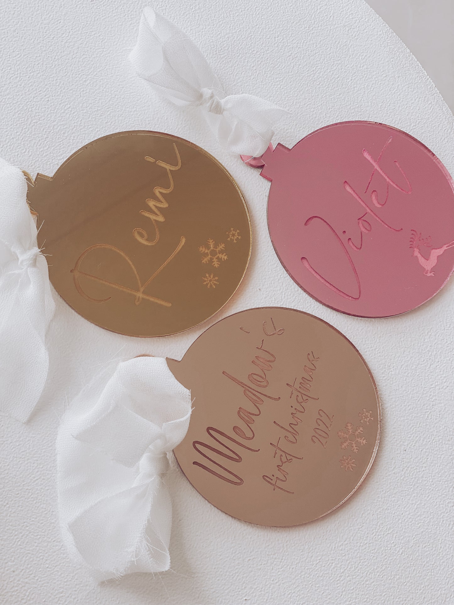 Mirror Engraved Christmas Ornament