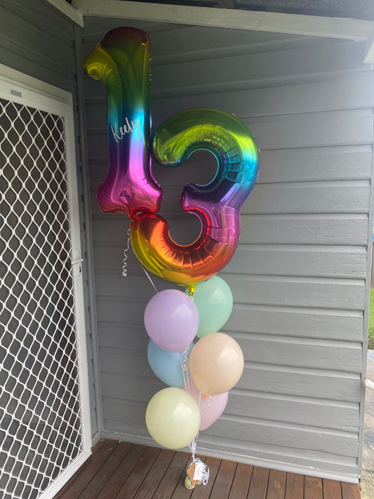 Two Rainbow Foil Number Bouquet